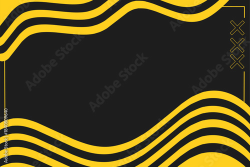 Yellow Wavy Ribbon Geometric Background with Fluid Line Accents for Modern Promotional Designs
