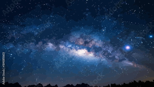 Spectacular milky way galaxy stretching across the night sky with vibrant stars