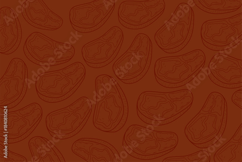 Minimalist Steak Line-Art Seamless Pattern in Warm Tones for Butcher Branding and Food Packaging