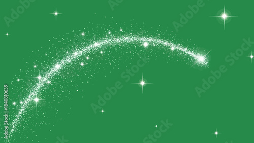 Elegant green background with sparkling trail of stars and glittering effect
