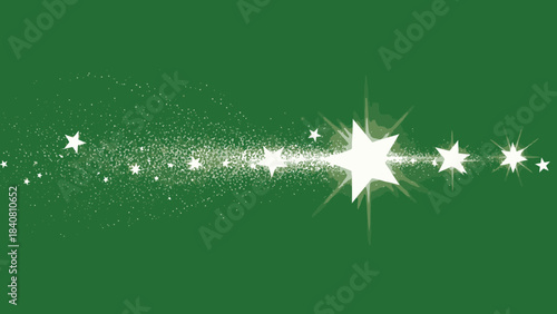 Sparkling Star Trail on Emerald Green Background, a Festive Celestial Design