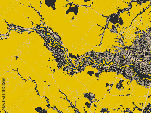 Graphic city map artwork of Ome, Japan