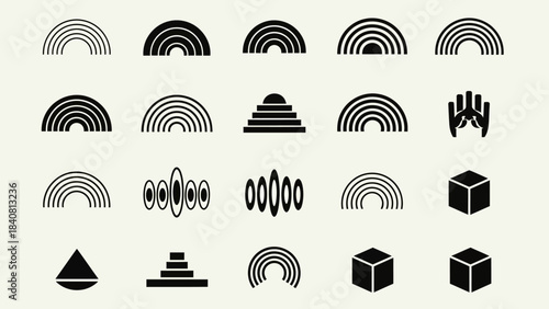 Set of Abstract Geometric Icons and Modern Symbols.