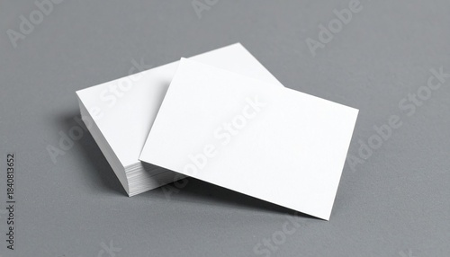 Blank business cards mockup on gray.