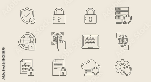 Cybersecurity and Data Protection Icons A Collection of Security and Privacy Symbols