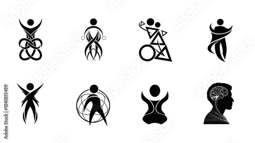 Abstract human figure icons representing wellness and community