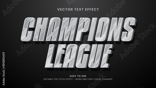 champions league editable text effect 3d text vector
