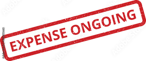 Distressed red rubber stamp marking the continuous status of a financial expense in business accounting