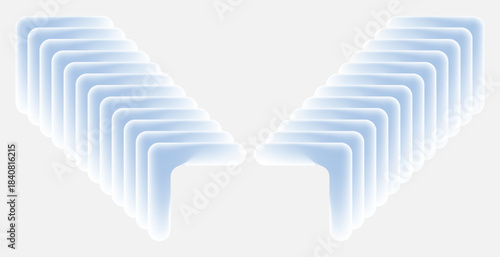 Symmetrical Arrangement of Layered Blue Shapes abstract