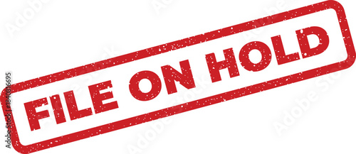 Distressed rubber stamp design conveying a documents temporary hold status for administrative purposes