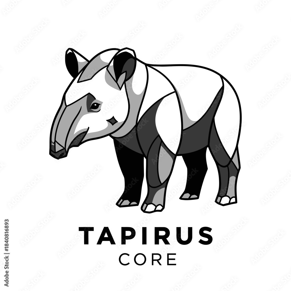 Obraz premium Stylized Tapir Illustration - Geometric Design of a South American Mammal.