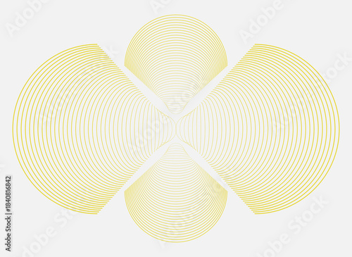 Yellow concentric circles forming a symmetrical abstract pattern