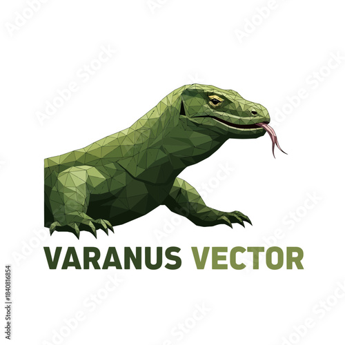 Komodo Dragon Vector Illustration with Geometric Low Poly Style.