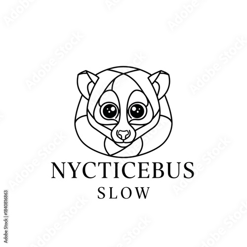 Nycticebus Slow Logo Design Featuring a Slow Loris Animal Face.