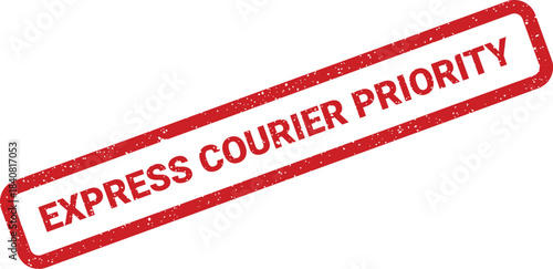 Distressed rubber stamp effect icon displaying Express Courier Priority for top level urgent package shipping