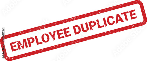 Distressed textured rubber stamp identifying a document as an employee duplicate copy for record keeping
