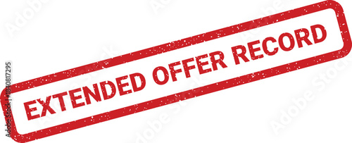 Distressed textured rubber stamp showing extended offer record for commercial agreements or proposals
