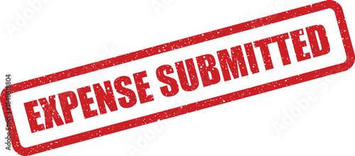 Grunge red rubber stamp with EXPENSE SUBMITTED text for tracking financial documentation progress