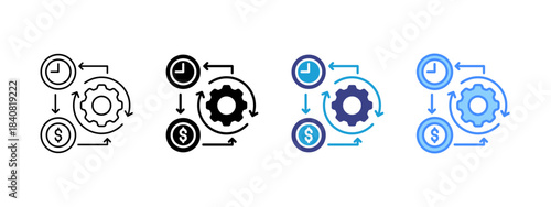 Efficiency icon set multiple style collection