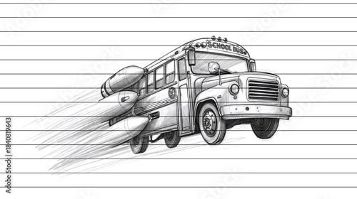 rocket powered school bus sketch