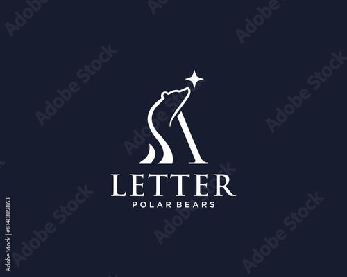 Polar bear letter A logo