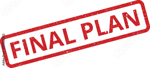 Grungy rectangular emblem featuring Final Plan text, indicating a projects definitive strategy or approved blueprint