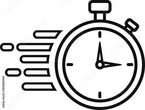 Fast-moving stopwatch icon symbolizing speed, urgency, time limit, and swift completion of a task