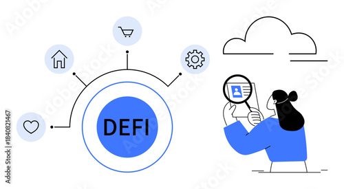 Decentralized finance. Decentralized finance connects blockchain, digital currency, and peer-to-peer transactions. Decentralized finance highlights innovations thumbs up blockchain, cryptocurrency
