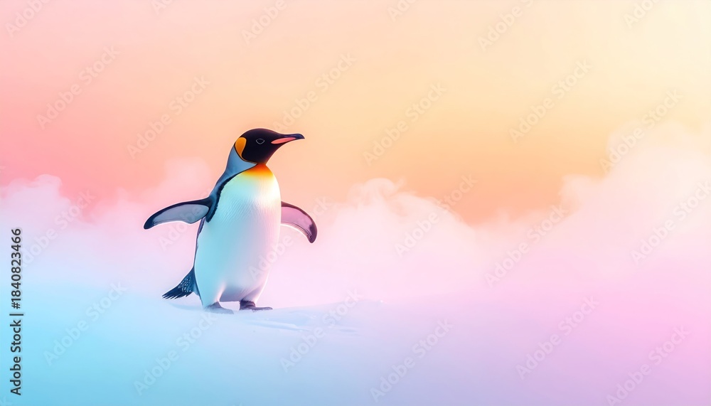 Fototapeta premium Penguin standing on ice