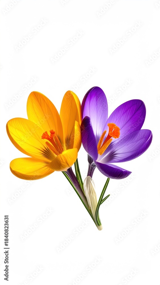 Naklejka premium Spring crocus flowers two colors