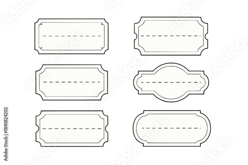 Vintage blank labels with decorative borders on neutral background