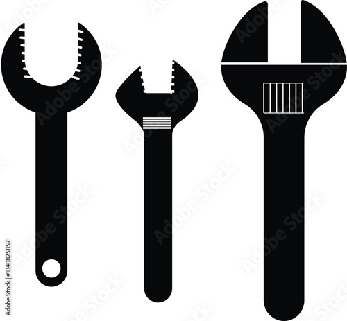Wrench and screwdriver tool icon with metal equipment elements