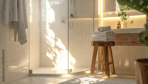 Sunny bathroom interior design