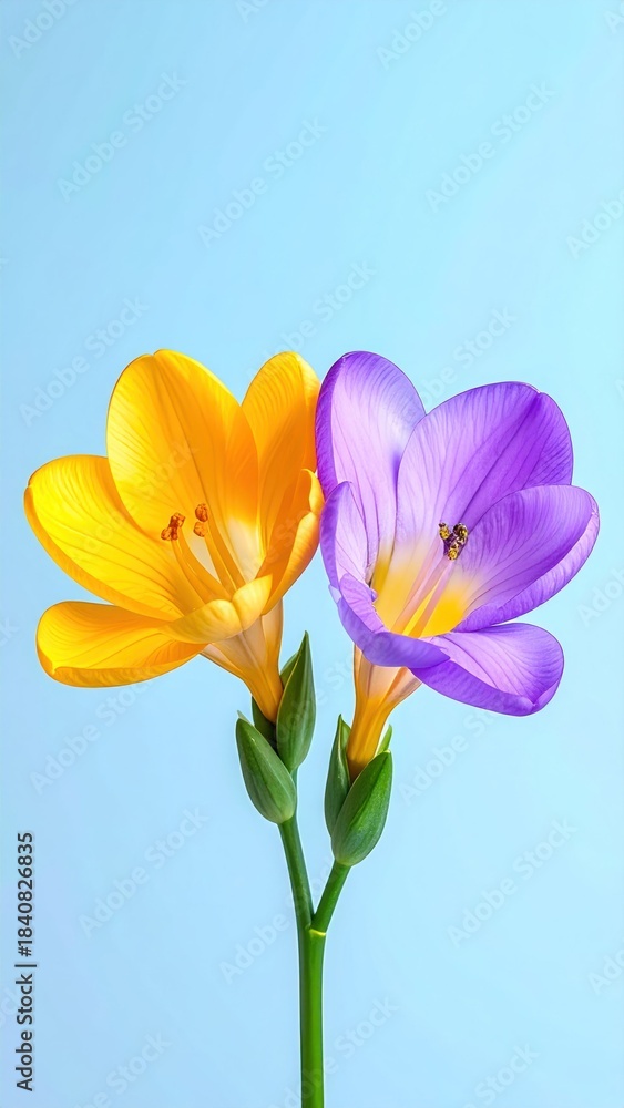 Fototapeta premium Vibrant flowers on light background