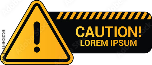 General warning caution sign with exclamation mark. Caution sign transparent vector for industrial safety