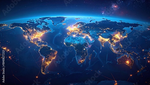 World at night global lighting