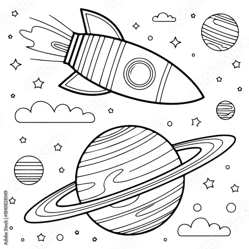 Journey to the Stars: An illustration of a rocket ship soaring through the cosmos, accompanied by celestial bodies and a sense of wonder.