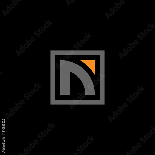 Free Download A minimalist grey letter 'n' logo with an orange accent inside a square on a black background. - GFXLoad