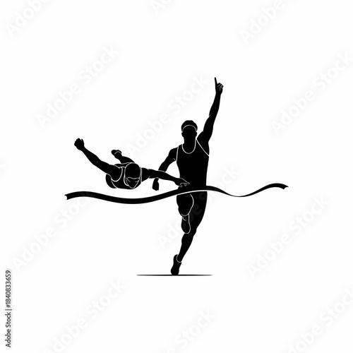 Sprint Finish Winning Moment in Track Race Silhouette