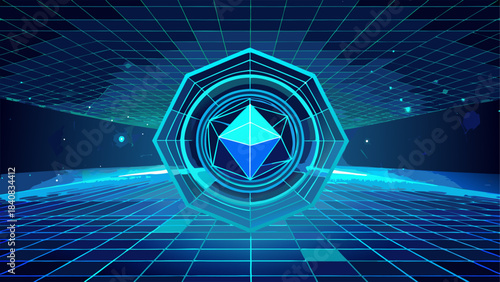 Futuristic Blockchain Cryptocurrency Digital Technology Network Concept Isolated background