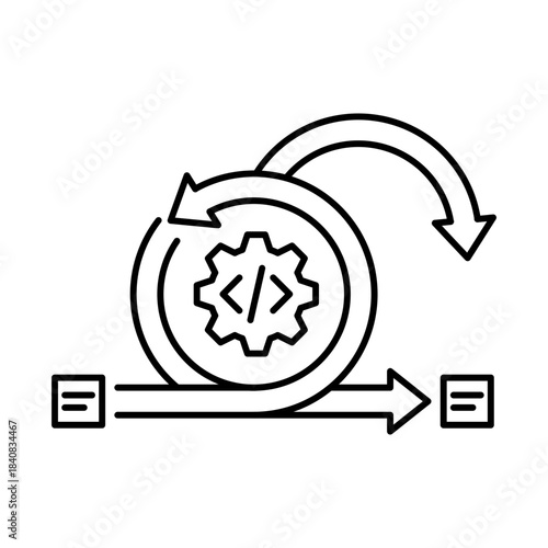 Agile Icon, Spiral - Agile Methodology, Iterative Development, Software Delivery, Continuous Improvement, DevOps, Editable Stroke.