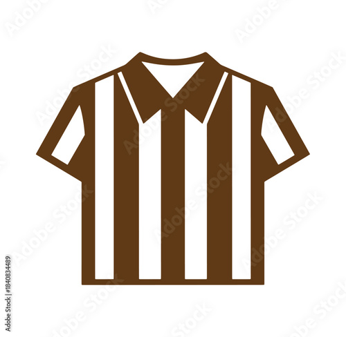Brown and white striped referee or umpire uniform shirt isolated on white background