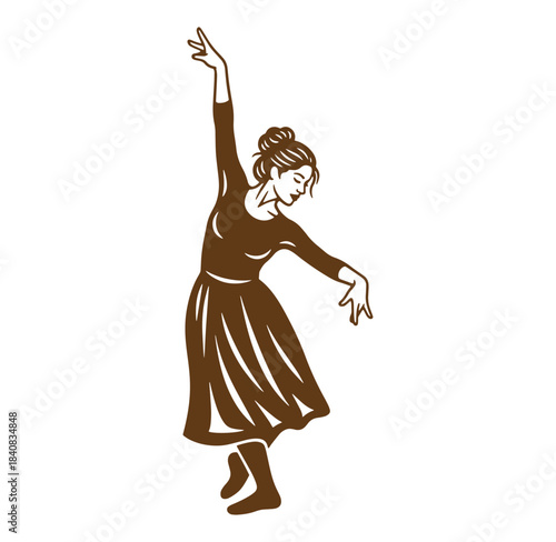 Elegant silhouette of a ballerina in graceful movement and ballet dance pose