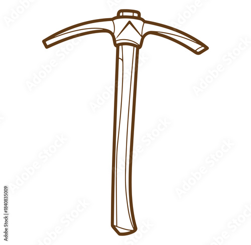 Line drawing illustration of a pickaxe for mining and construction isolated on white background.
