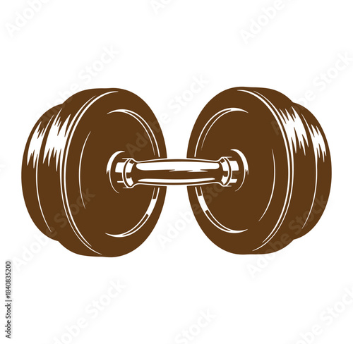 Vector illustration of a brown dumbbell isolated on white background for fitness themes