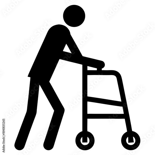 Disabled Walker Icon Vector for Accessibility and Medical Design