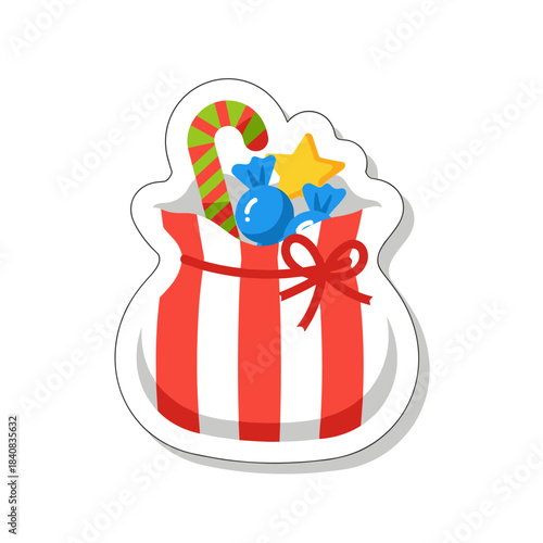 Christmas Candy Bag Sticker with Festive Treats.