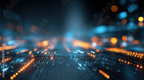 Abstract Technology Background with Glowing Data Streams and Artificial Intelligence Networks for Digital Innovation