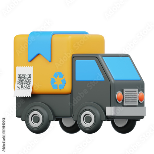 Modern 3D Delivery Truck Parcel Recycling Shipping Icon