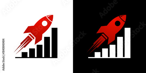 chart financial and rocket up logo.
